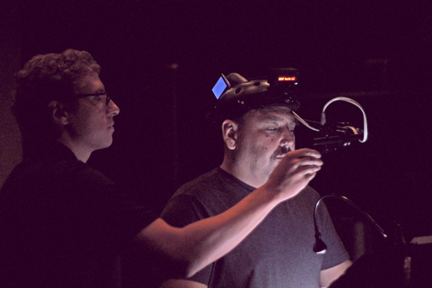 JB Blanc reading voiceover lines with a motion capture camera